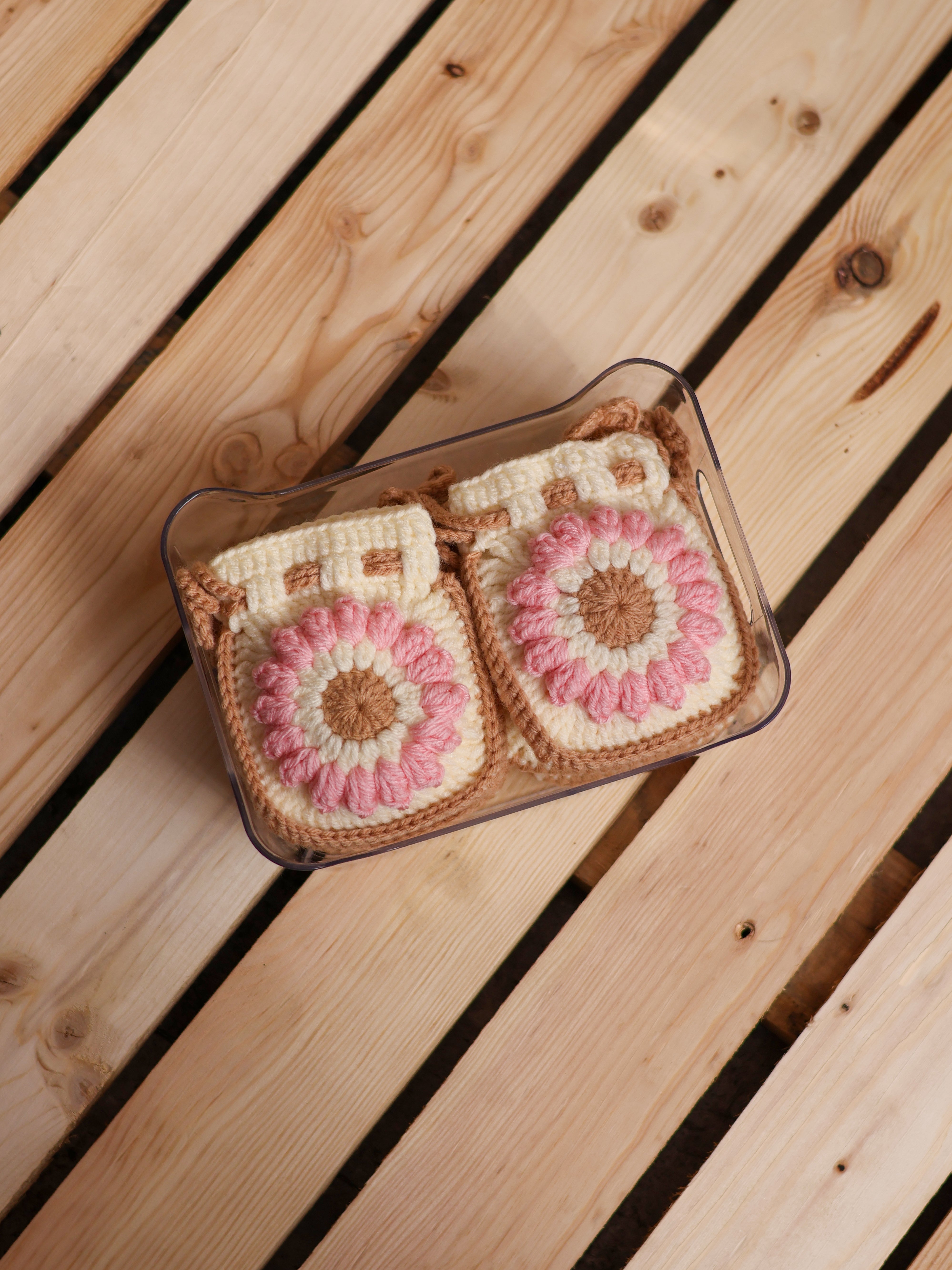 Crochet Flower AirPods Cover – Handmade Potli Bag Crochet Case