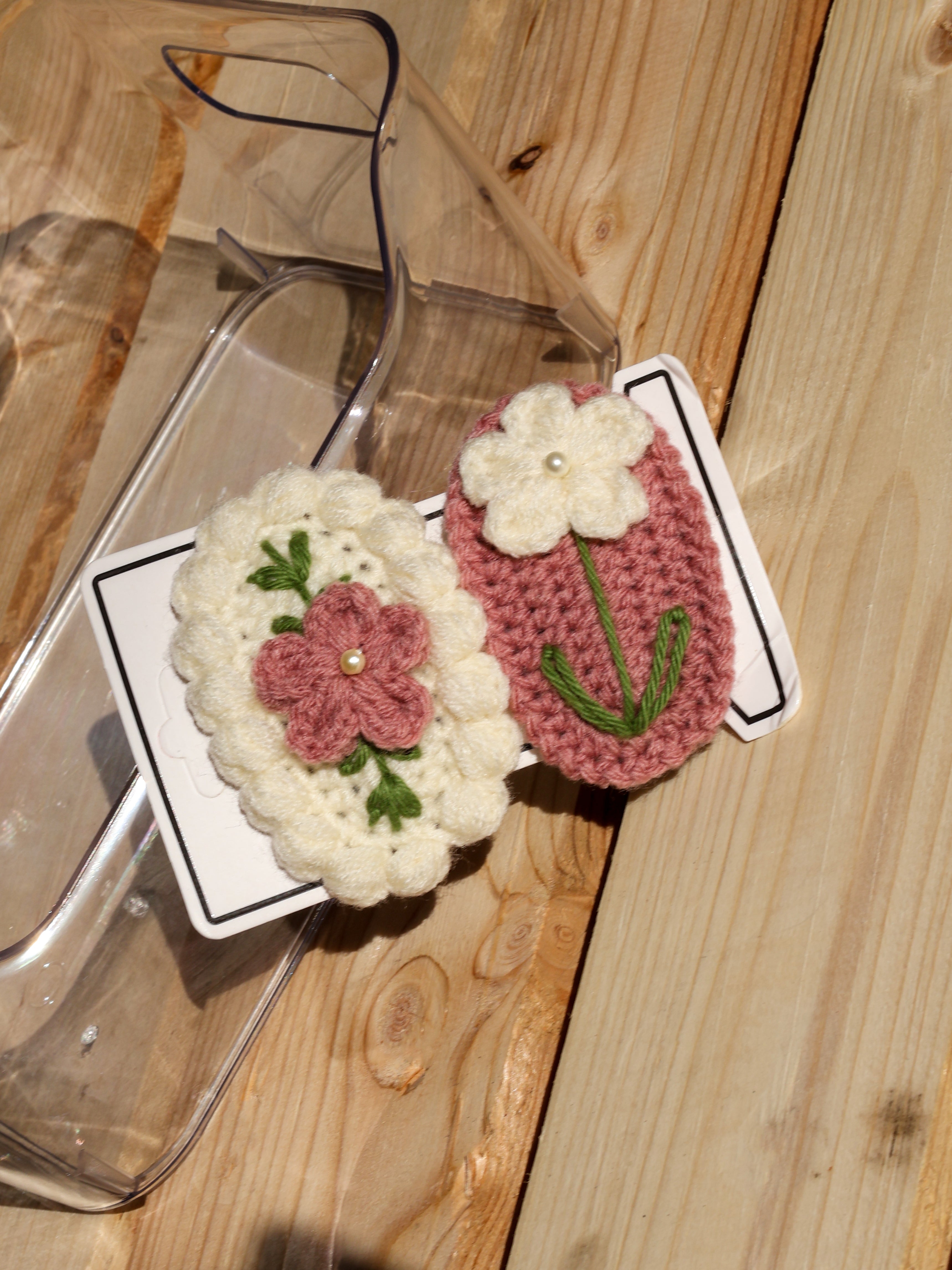Crochet Floral Hair Clips Vintage