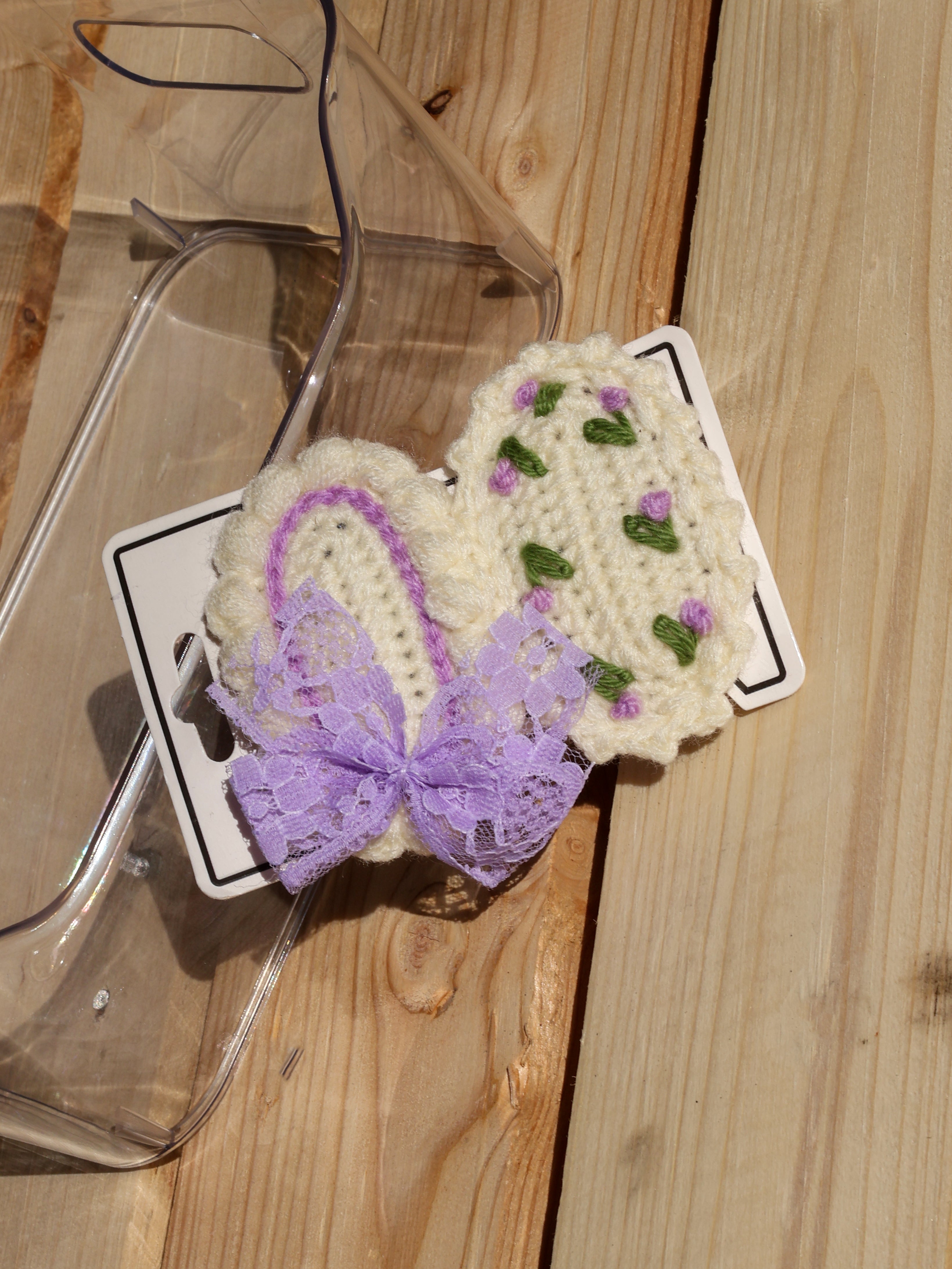 Crochet Hair Clips with Lace Bow
