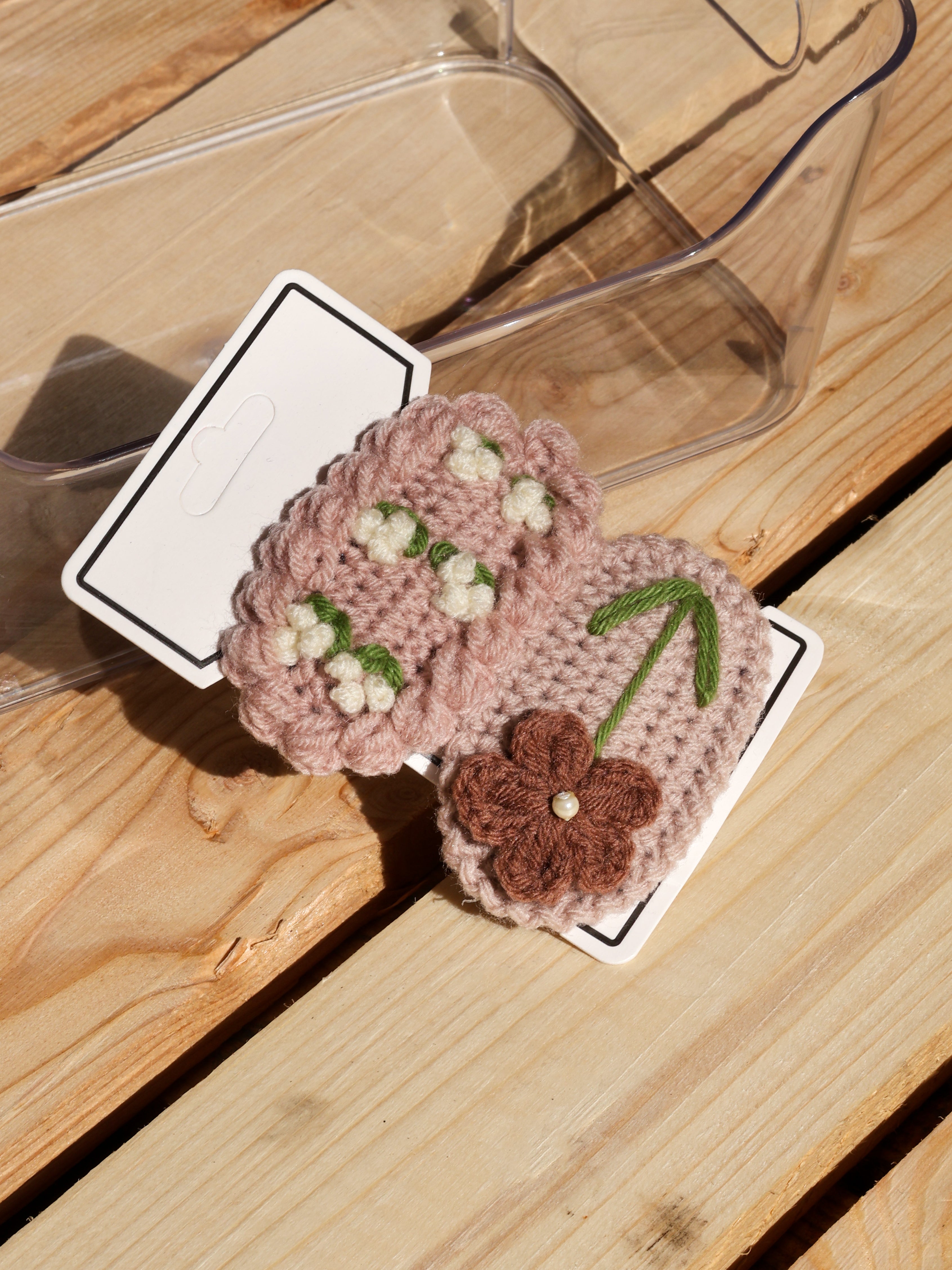 Cottagecore Pearl & Flower Crochet Hair Clips