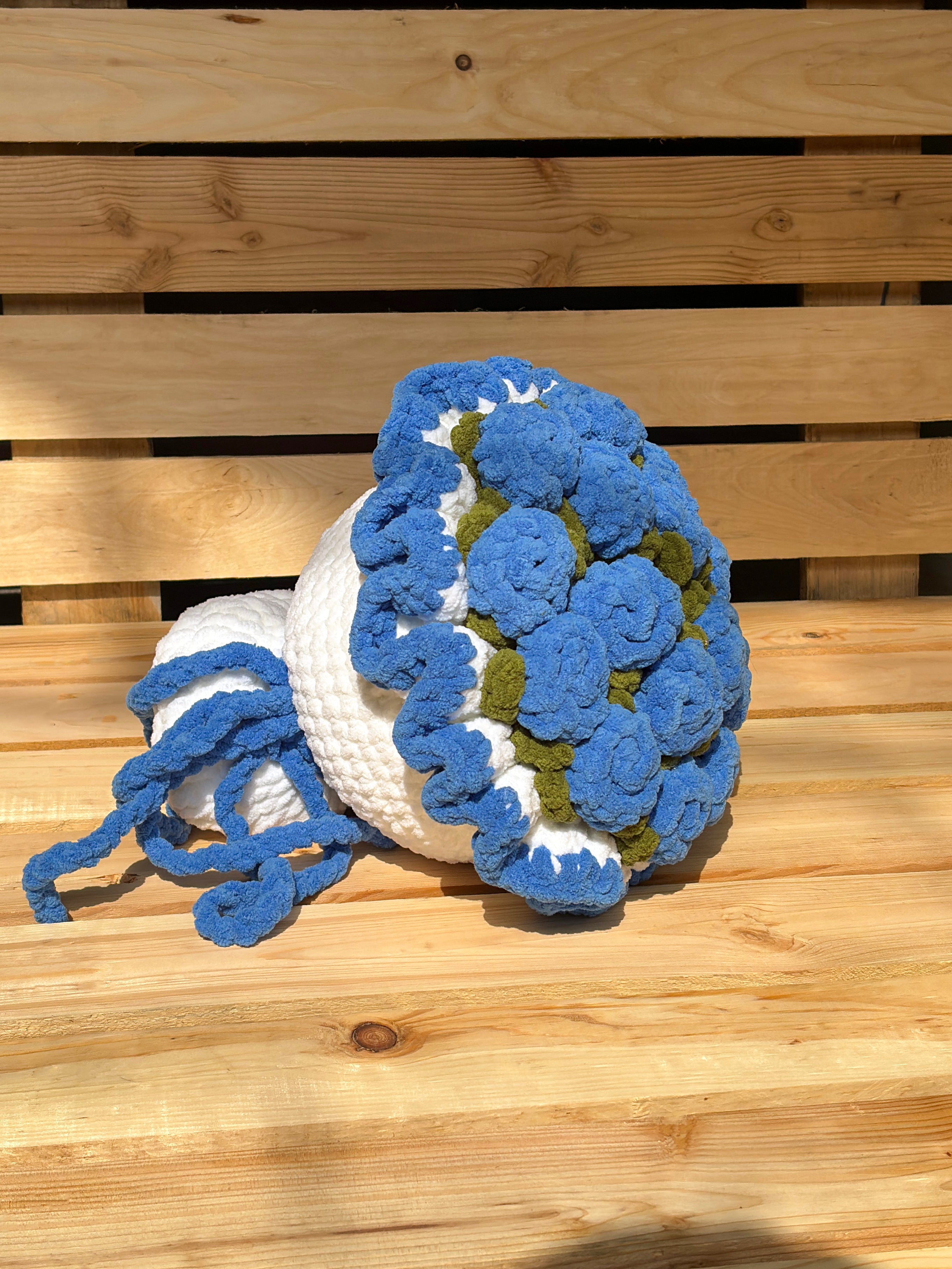 Dark Blue - White Crochet Blankie Bouquet