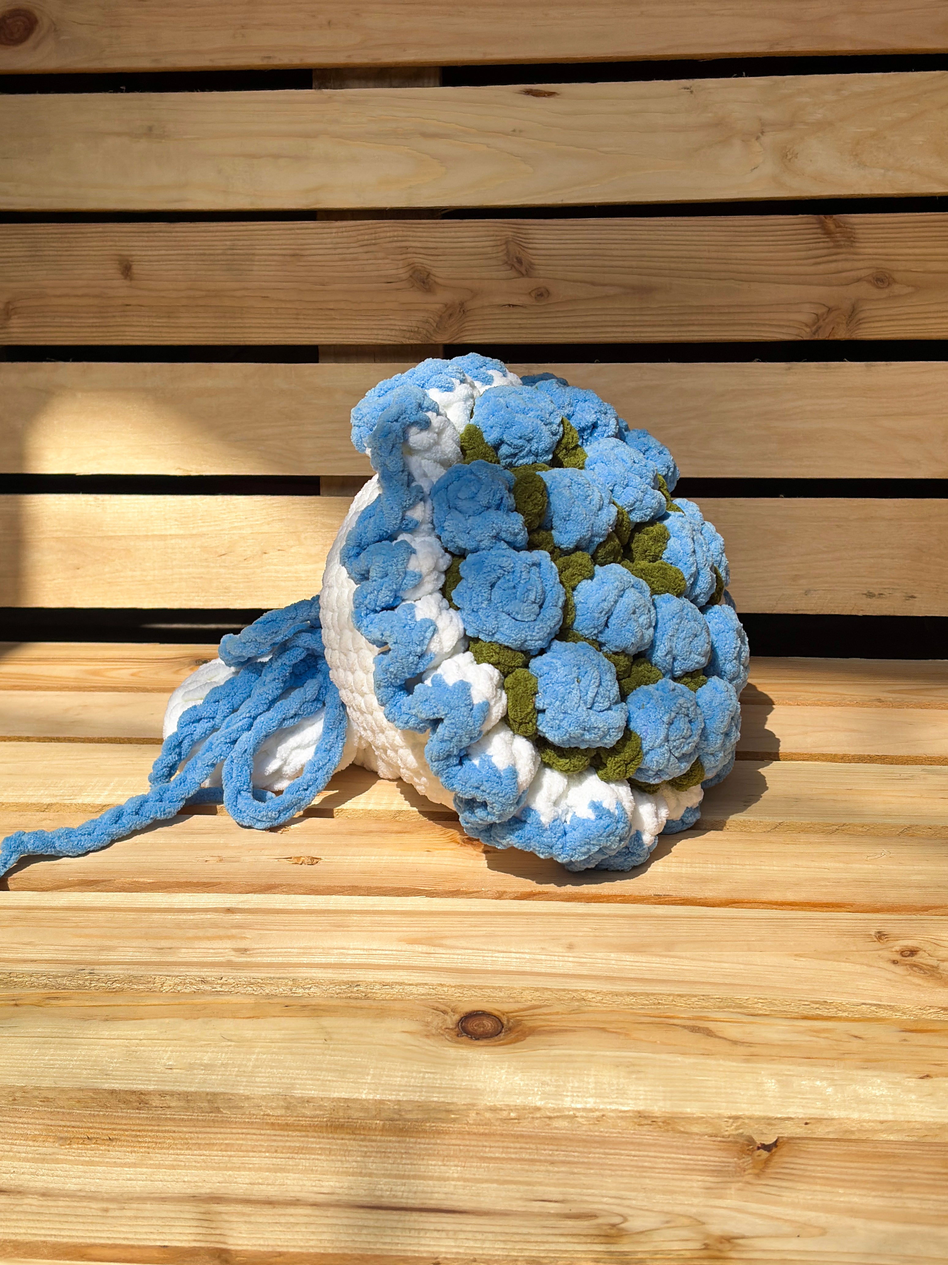 Blue - White Crochet Blankie Bouquet