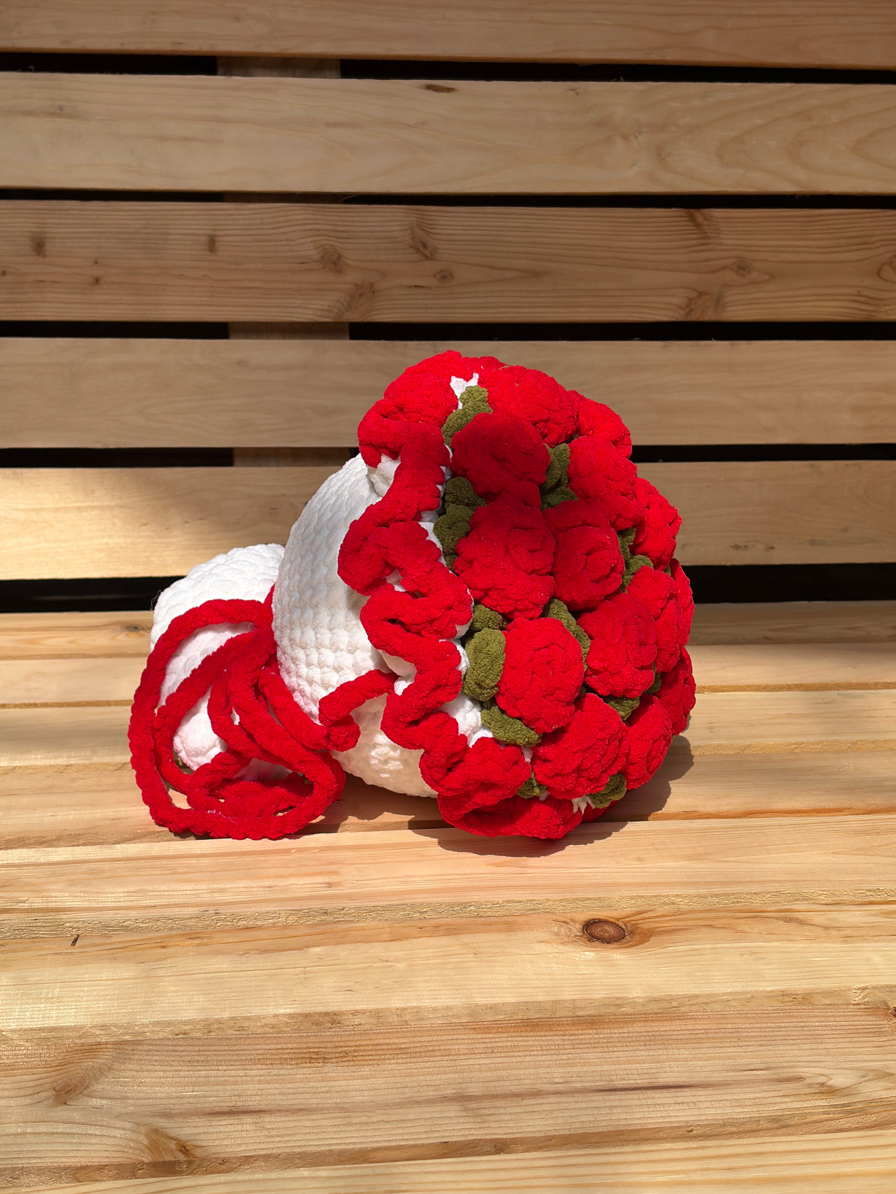 Red - White Crochet Blankie Bouquet