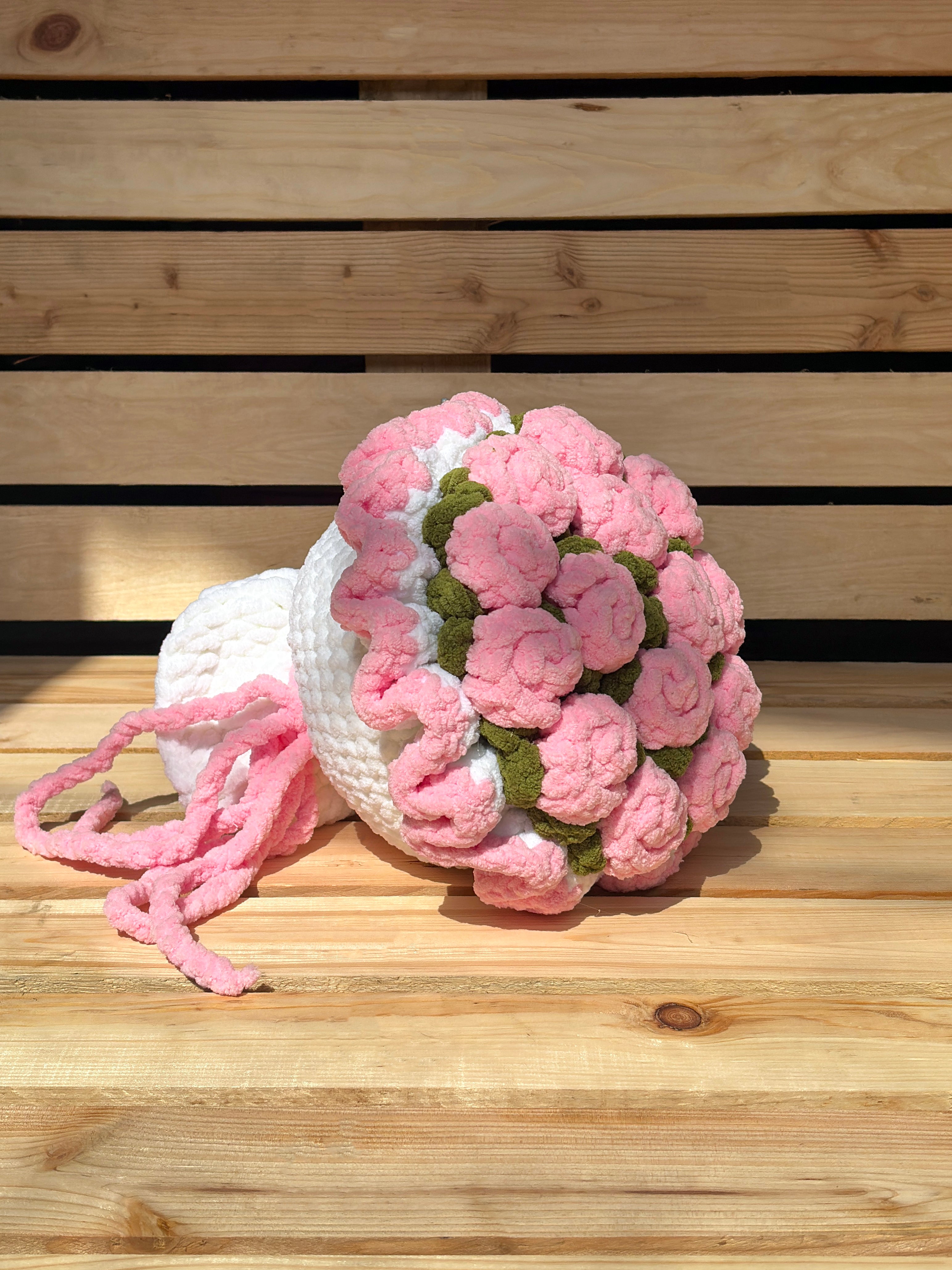 Baby Pink - White Crochet Blankie Bouquet